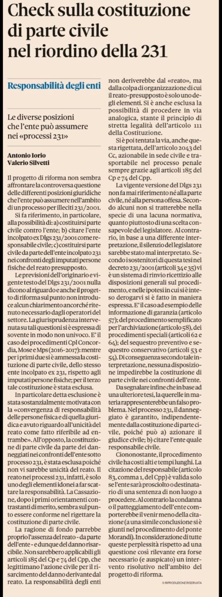 riforma 231 scenari